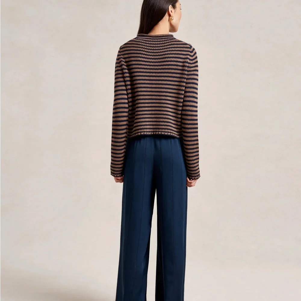 La Ligne Mini Marina Fine Stripe Sweater Navy/Brown, Small